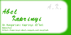 abel kaprinyi business card